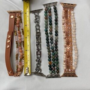 Apple Watch Bands in Rose Gold, Blue Beads, and Silver